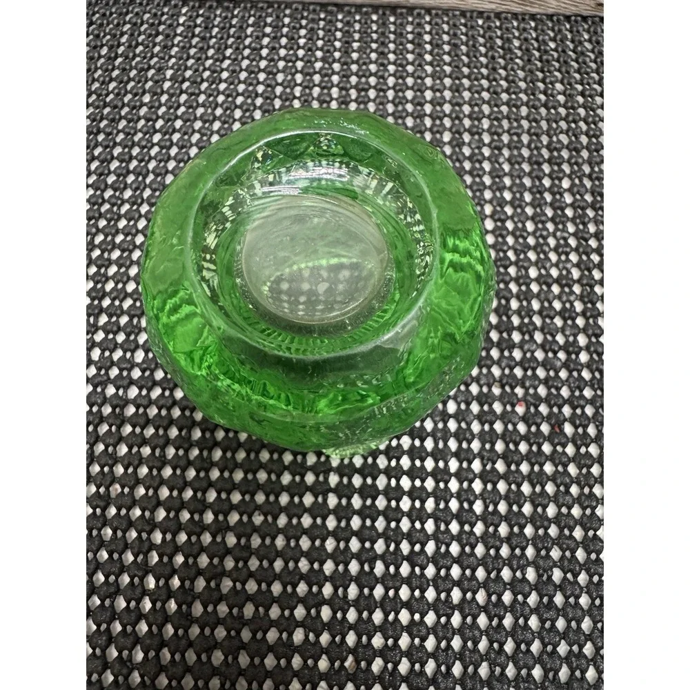 Antique Westmoreland Uranium Glass Green Toothpick Holder EAPG Fan And File #60